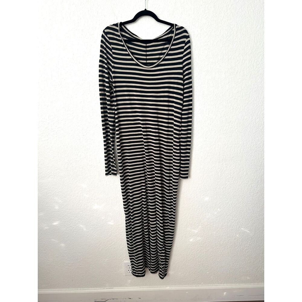Peruvian Connection Andover Long Sleeves Scoop Neck Striped Maxi Dress Medium